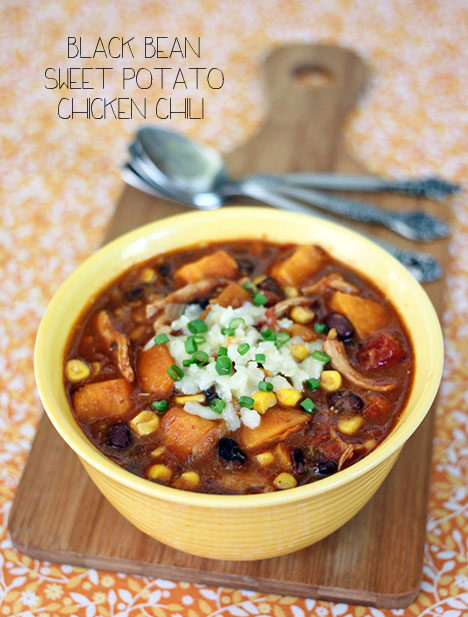 BLACK BEAN SWEET POTATO AND CHICKEN CHILI - My skinny Recipes